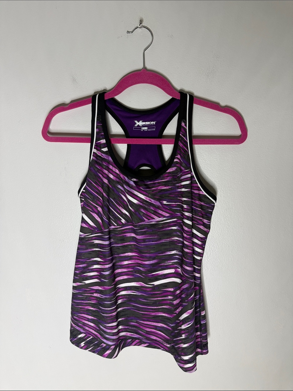 Xersion Purple Patterned Racerback Tank Top Medium